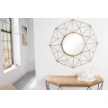 Dizajnov&eacute; okr&uacute;hle art deco zrkadlo Xoia s kovov&yacute;m r&aacute;mom s diamantov&yacute;m dizajnom v matnej zlatej farbe 80 cm