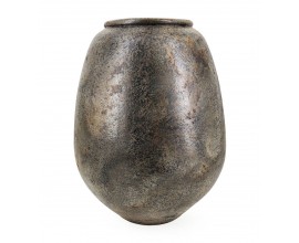 Dizajnov&aacute; vintage v&aacute;za Masiela z terakoty s metalickou povrchovou &uacute;pravou v zlatej farbe s tmavou patinou 48 cm