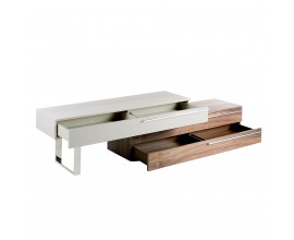 Luxusn&yacute; modern&yacute; modul&aacute;rny telev&iacute;zny stol&iacute;k Vita Naturale s tromi z&aacute;suvkami v hodv&aacute;bnej b&eacute;žovej a orechovej hnedej farbe 53 cm