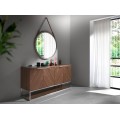 Luxusn&yacute; modern&yacute; &scaron;tvordverov&yacute; pr&iacute;born&iacute;k Vita Naturale v pr&iacute;rodnej hnedej farbe so vzorom rybej kosti a chr&oacute;mov&yacute;mi detailmi 160 cm
