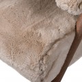 Luxusn&eacute; retro čal&uacute;nen&eacute; kreslo Fluffy s kožu&scaron;inov&yacute;m poťahom v svetlej hnedej farbe s tmav&yacute;m hned&yacute;m dubov&yacute;m r&aacute;mom 74 cm