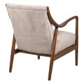 Luxusn&eacute; retro čal&uacute;nen&eacute; kreslo Kresnik s hned&yacute;m dubov&yacute;m r&aacute;mom a kožu&scaron;inov&yacute;m poťahom v b&eacute;žovej farbe 65 cm