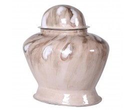 Dizajnov&aacute; kovov&aacute; n&aacute;doba Saturn v b&eacute;žovo hnedej farbe v oblom tvare s uzatv&aacute;ran&iacute;m 40 cm