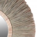 Dizajnov&eacute; etno okr&uacute;hle n&aacute;stenn&eacute; zrkadlo Mimbre s natur&aacute;lnym r&aacute;mom z pr&uacute;tia v svetlej hnedej farbe 110 cm
