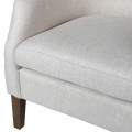 Luxusn&eacute; modern&eacute; kreslo Ellen typu u&scaron;iak s klasick&yacute;m n&aacute;dychom s textiln&yacute;m poťahom v kr&eacute;movej bielej farbe 102 cm