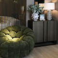 Luxusn&eacute; modern&eacute; otočn&eacute; kreslo Poppy s dizajnov&yacute;m pre&scaron;&iacute;van&iacute;m a poťahom s pr&iacute;mesou vlny v malachitovej zelenej farbe 110 cm