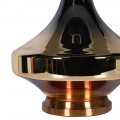 Dizajnov&aacute; sklenen&aacute; stoln&aacute; trojfarebn&aacute;  lampa Amber s valcov&yacute;m kr&eacute;mov&yacute;m ľanov&yacute;m tienidlom 74 cm 