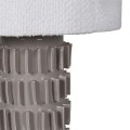 Dizajnov&aacute; modern&aacute; stoln&aacute; keramick&aacute; lampa Maxim so sivou nohou a valcov&yacute;m boucle bielym tienidlom 62 cm