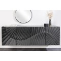 &Scaron;t&yacute;lov&yacute; &scaron;tvordvierkov&yacute; čierny mas&iacute;vny art deco tv stol&iacute;k Cumbria s 3D vzorom a dvomi poličkami 180 cm