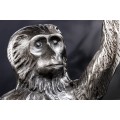 &Scaron;t&yacute;lov&yacute; art deco strieborn&yacute; pr&iacute;ručn&yacute; stol&iacute;k Monkey z kovu so zvierac&iacute;mi mot&iacute;vmi v podobe listu a opice 55 cm
