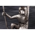 &Scaron;t&yacute;lov&yacute; art deco strieborn&yacute; pr&iacute;ručn&yacute; stol&iacute;k Monkey z kovu so zvierac&iacute;mi mot&iacute;vmi v podobe listu a opice 55 cm
