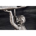 &Scaron;t&yacute;lov&yacute; art deco strieborn&yacute; pr&iacute;ručn&yacute; stol&iacute;k Monkey z kovu so zvierac&iacute;mi mot&iacute;vmi v podobe listu a opice 55 cm