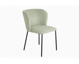 Dizajnov&aacute; retro jed&aacute;lensk&aacute; stolička Olive v jemnej pastelovej zelenej farbe s čiernymi nožičkami 75 cm 