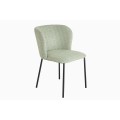 Dizajnov&aacute; retro jed&aacute;lensk&aacute; stolička Olive v jemnej pastelovej zelenej farbe s čiernymi nožičkami 75 cm 