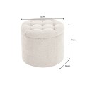 Modern&aacute; okr&uacute;hla barokov&aacute; boucl&eacute; taburetka Modern barock v &scaron;ampanskej b&eacute;žovej farbe s &uacute;ložn&yacute;m priestorom 50 cm 