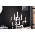 Dizajnov&yacute; art deco kovov&yacute; strieborn&yacute; svietnik Flames s piatimi držiakmi na sviečky 51 cm