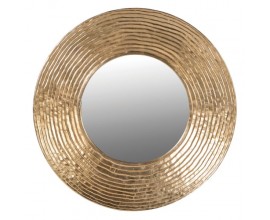Glamour okr&uacute;hle n&aacute;stenn&eacute; zrkadlo Zania s v&yacute;raznou vrstvenou &scaron;trukt&uacute;rou v zlatej antickej farbe 108 cm   