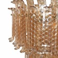 Luxusn&yacute; glamour okr&uacute;hly trojstupňov&yacute; z&aacute;vesn&yacute; luster Melinda v medenej farbe so sklenen&yacute;m tienidlom a kovovou kon&scaron;trukciou 88 cm