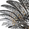 Luxusn&yacute; art deco dizajnov&yacute; z&aacute;vesn&yacute; luster Smokey zo skla a kovu v sivej farbe so zlat&yacute;mi detailmi 80 cm