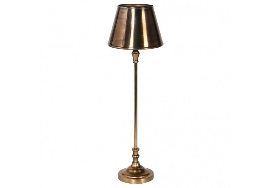 VIntage industrialna vysoká mosadzná nočná lampa Selon z kovu s kužeľovým kovovým tienidlom