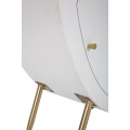 Art deco atypick&yacute; biely nočn&yacute; stol&iacute;k Anila s jednou z&aacute;suvkou a jedn&yacute;mi dvierkami so zlat&yacute;mi kovov&yacute;mi detailmi 79 cm