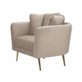 Art deco siv&eacute; čal&uacute;nen&eacute; polkruhov&eacute; zamatov&eacute; kreslo Lana s pre&scaron;&iacute;van&yacute;m vank&uacute;&scaron;om s kovov&yacute;mi zlat&yacute;mi nožičkami 88 cm 