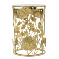 Dizajnov&aacute; glamour sada pr&iacute;ručn&yacute;ch okr&uacute;hlych stol&iacute;kov Natura Elegante so zrkadlovou doskou a zlatou flor&aacute;lnou kon&scaron;trukciou 55 cm