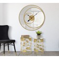 Dizajnov&aacute; glamour sada pr&iacute;ručn&yacute;ch okr&uacute;hlych stol&iacute;kov Natura Elegante so zrkadlovou doskou a zlatou flor&aacute;lnou kon&scaron;trukciou 55 cm