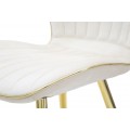 Art deco čal&uacute;nen&aacute; jed&aacute;lensk&aacute; stolička Dorena s pre&scaron;&iacute;van&yacute;m zamatov&yacute;m kr&eacute;mov&yacute;m poťahom a zlat&yacute;mi kovov&yacute;mi nožičkami 77 cm