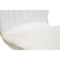 Art deco čal&uacute;nen&aacute; jed&aacute;lensk&aacute; stolička Dorena s pre&scaron;&iacute;van&yacute;m zamatov&yacute;m kr&eacute;mov&yacute;m poťahom a zlat&yacute;mi kovov&yacute;mi nožičkami 77 cm