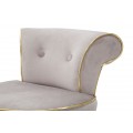 Dizajnov&aacute; art deco siv&aacute; barov&aacute; stolička Vivienne s čiernymi nožičkami so zahnutou opierkou so zlat&yacute;mi detailmi 96 cm