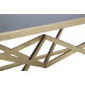Dizajnov&yacute; glamour obdĺžnikov&yacute; konferenčn&yacute; stol&iacute;k Triangolo Oro s čiernou sklenenou doskou a zlatou geometrickou podstavou 110 cm
