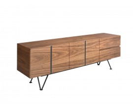 Luxusn&yacute; modern&yacute; TV stol&iacute;k Forma Moderna z hned&eacute;ho orechov&eacute;ho dreva so &scaron;tyrmi dvierkami a dvomi z&aacute;suvkami 180 cm