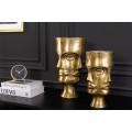 Glamour set kovov&yacute;ch okr&uacute;hlych zlat&yacute;ch kvetin&aacute;čov na kvety Zena v podobe tv&aacute;r&iacute; s jemnou patinou s vintage n&aacute;dychom 38 cm