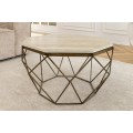 Modern&yacute; osemuholn&iacute;kov&yacute; travert&iacute;nov&yacute; b&eacute;žov&yacute; konferenčn&yacute; stol&iacute;k Adamantino so zlatou geometrickou kovovou nohou 70 cm