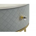 Art deco sada toaletn&eacute;ho stol&iacute;ka a taburetky Glamia Tapis&eacute; s nebovo modr&yacute;m zamatov&yacute;m poťahom a zlat&yacute;mi podstavami 52 cm