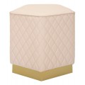 Art deco čal&uacute;nen&aacute; p&auml;ťuholn&iacute;kov&aacute; ružov&aacute; kožen&aacute; taburetka Glamia Tapis&eacute; s koso&scaron;tvorcov&yacute;m vzorom a zlat&yacute;m detailom 38 cm