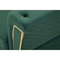 Glamour zelen&aacute; dvojmiestna sedačka Velaria so zamatov&yacute;m čal&uacute;nen&iacute;m s pre&scaron;&iacute;van&iacute;m chesterfield na operadle a zlat&yacute;mi detailmi 162cm