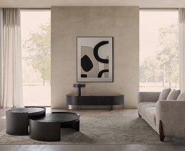 Luxusn&aacute; art deco zostava n&aacute;bytku do ob&yacute;vačky Davaro v modernom preveden&iacute; v čiernej a b&eacute;žovej farbe