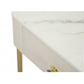 Art deco sada &scaron;tvorcov&yacute;ch mramorov&yacute;ch zamatov&yacute;ch b&eacute;žov&yacute;ch pr&iacute;ručn&yacute;ch stol&iacute;kov Glamia Tapis&eacute; so z&aacute;suvkou 90 cm