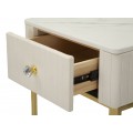 Art deco sada &scaron;tvorcov&yacute;ch mramorov&yacute;ch zamatov&yacute;ch b&eacute;žov&yacute;ch pr&iacute;ručn&yacute;ch stol&iacute;kov Glamia Tapis&eacute; so z&aacute;suvkou 90 cm