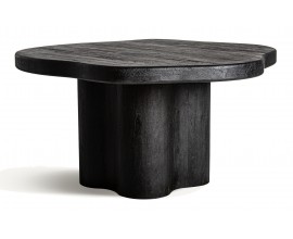 Luxusn&yacute; art deco mas&iacute;vny čierny jed&aacute;lensk&yacute; st&ocirc;l Jasmine v atypickom organickom tvare s mohutnou nohou 175 cm