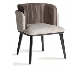 Luxusn&eacute; modern&eacute; art deco čal&uacute;nen&eacute; zamatov&eacute; kreslo Morisa v oblom tvare sivej a hnedej farbe 79 cm