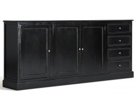 Luxusn&yacute; vintage obdĺžnikov&yacute; čierny pr&iacute;born&iacute;k Zena Noir s tromi dvierkami a &scaron;tyrmi z&aacute;suvkami z mas&iacute;vneho dreva 212 cm