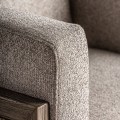 Luxusn&eacute; art deco čal&uacute;nen&eacute; kreslo Aster s b&eacute;žov&yacute;m poťahom a hnedou mas&iacute;vnou kon&scaron;trukciou s viedensk&yacute;m v&yacute;pletom 84 cm
