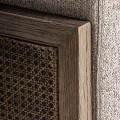 Luxusn&eacute; art deco čal&uacute;nen&eacute; kreslo Aster s b&eacute;žov&yacute;m poťahom a hnedou mas&iacute;vnou kon&scaron;trukciou s viedensk&yacute;m v&yacute;pletom 84 cm