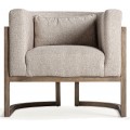 Luxusn&eacute; art deco čal&uacute;nen&eacute; kreslo Aster s b&eacute;žov&yacute;m poťahom a hnedou mas&iacute;vnou kon&scaron;trukciou s viedensk&yacute;m v&yacute;pletom 84 cm