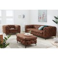 Chesterfield obdĺžnikov&aacute; hned&aacute; kožen&aacute; čal&uacute;nen&aacute; pre&scaron;&iacute;van&aacute; taburetka Modern Barock s čiernymi kovov&yacute;mi matn&yacute;mi nožičkami 90 cm 