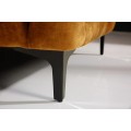 &Scaron;t&yacute;lov&aacute; chesterfield horčicov&aacute; žlt&aacute; čal&uacute;nen&aacute; taburetka Modern Barock s pre&scaron;&iacute;van&yacute;m poťahom a čiernymi kovov&yacute;mi nožičkami 92 cm