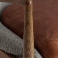 Luxusn&eacute; vintage siv&eacute; kreslo Raul s kožen&yacute;m vank&uacute;&scaron;om s mas&iacute;vnymi hned&yacute;mi nožičkami 83 cm